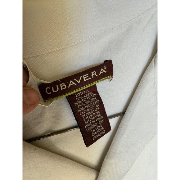 CUBAVERA GEO EMBROIDERED PANEL SHIRT TROPICAL 2X - Picture 4 of 8